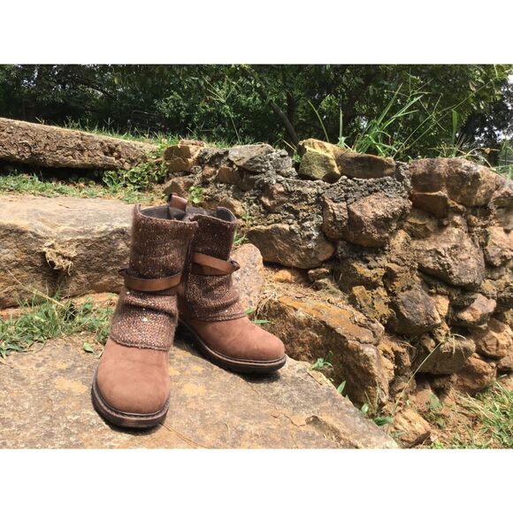 Muk Luks Brown Ankle Boot Size 6 Multi Texture Streetwear Work-boot - Picture 1 of 10